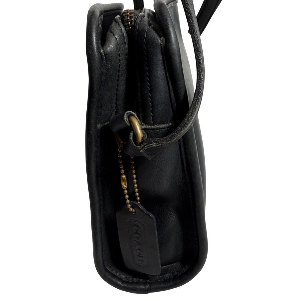 COACH Sutton Black Leather Zip Top Crossbody Bag 9814 Vintage + Hang Tag USA - Picture 6 of 15
